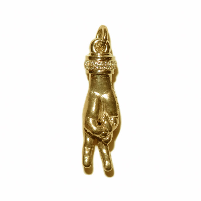 THE PEACE SIGN L SOLID 750 YELLOW GOLD HEMERA CUFF PENDANT VS DIAMONDS