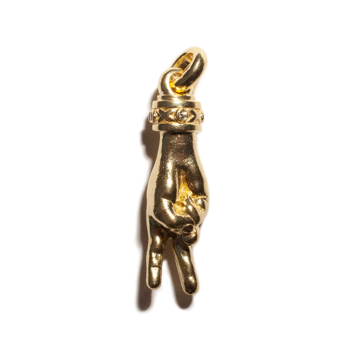 THE PEACE SIGN L SOLID 750 YELLOW GOLD TRISTAN & ISOLDE CUFF PENDANT VS DIAMONDS