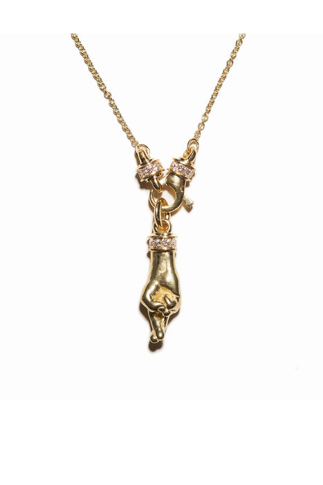 THE CROSSED FINGERS S 750 YELLOW GOLD AURORA CUFF NECKLACE VS DIAMONDS