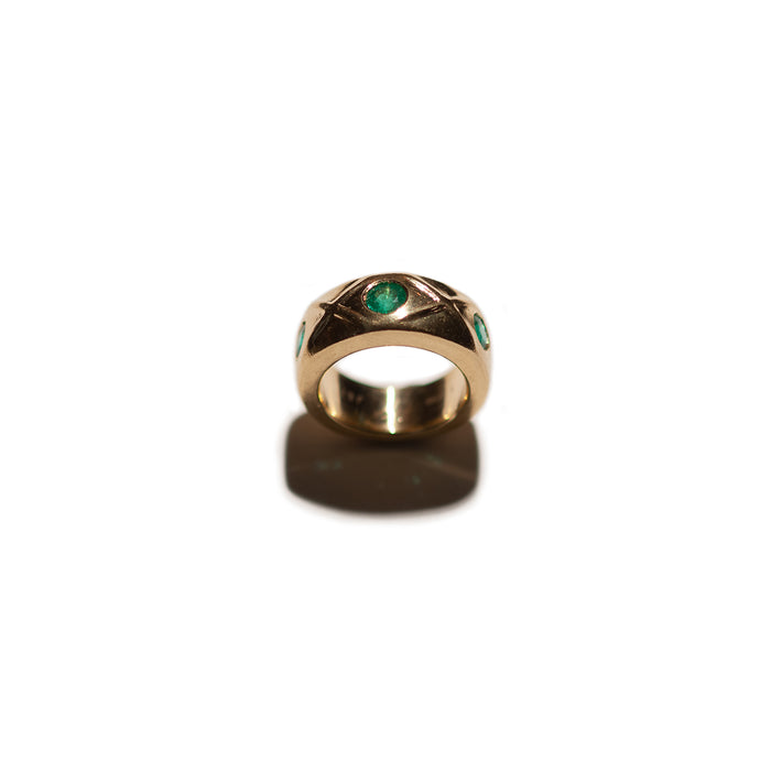 THE TRISTAN & ISOLDE 3 NB 750 YELLOW GOLD RING EMERALDS