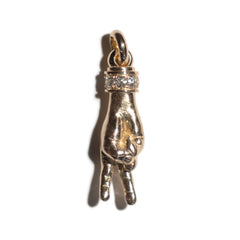 THE PEACE SIGN L SOLID 750 YELLOW GOLD AURORA CUFF PENDANT VS DIAMONDS