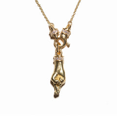 THE CROSSED FINGERS S 750 YELLOW GOLD AURORA CUFF NECKLACE VS DIAMONDS