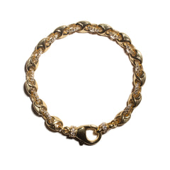 THE TRISTAN & ISOLDE XXLOC LINK 750 YELLOW GOLD L AURORA CLASP BRACELET WITH OVAL CONNECTORS VS DIAMONDS